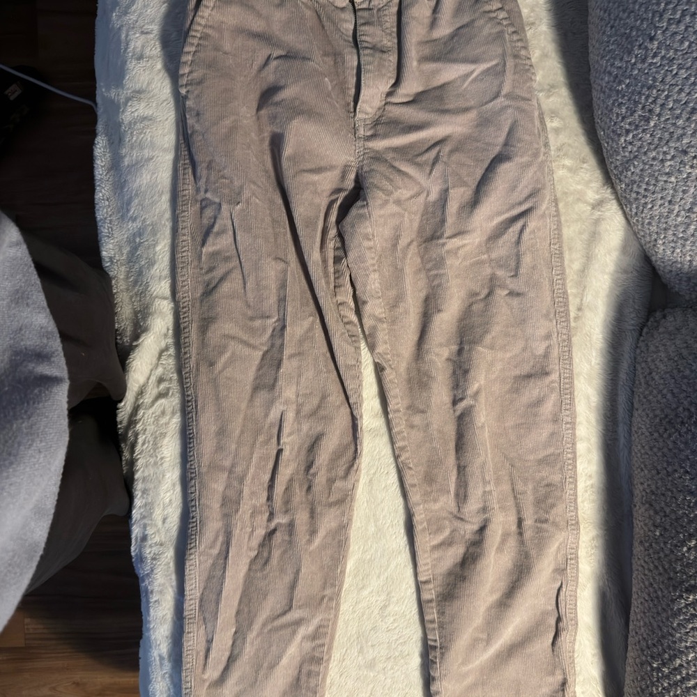 Corduroy Gray Pants with Classic Straight Leg
